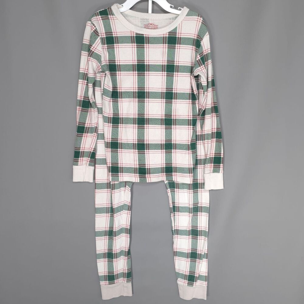 WONDERSHOP Kids Unisex Pajama Set 8 at Target 100% Cotton Plaid‎ Check Green Red